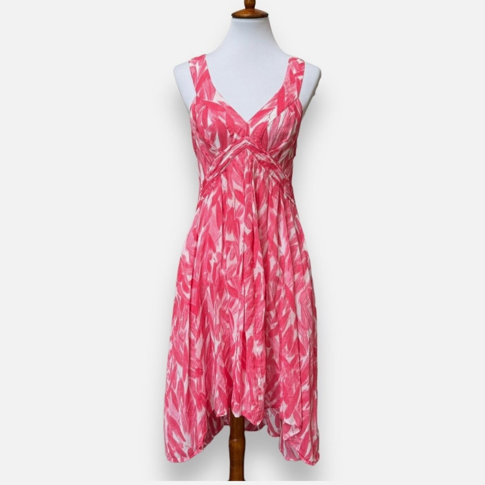 Anthropologie Flowy Pink and White Dress -Like New
